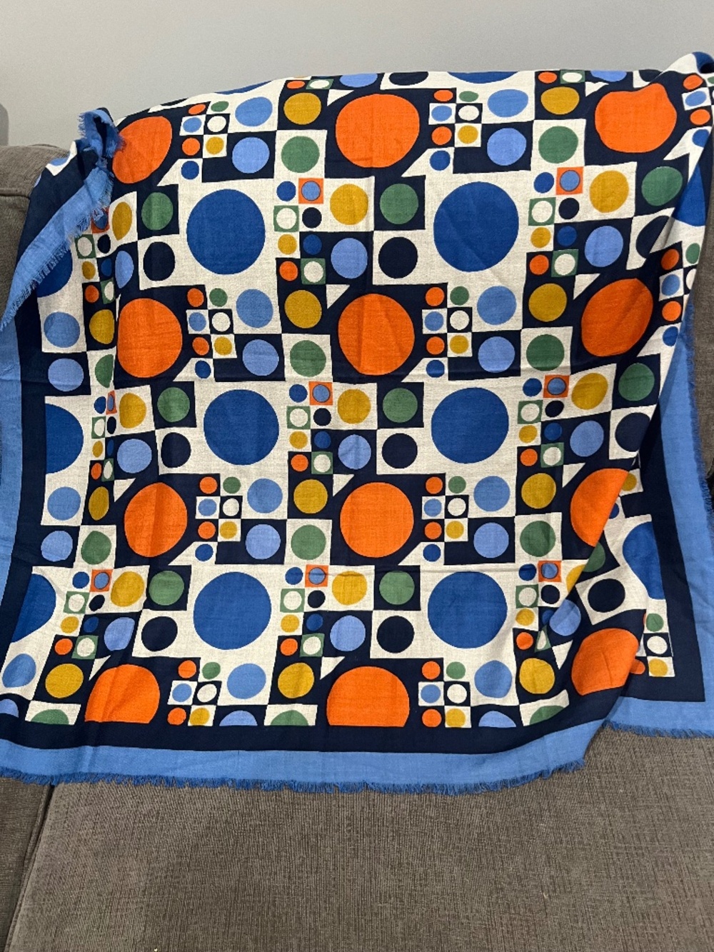 J.McLaughlin Multicolor Dot Geometric Print Wool Scarf